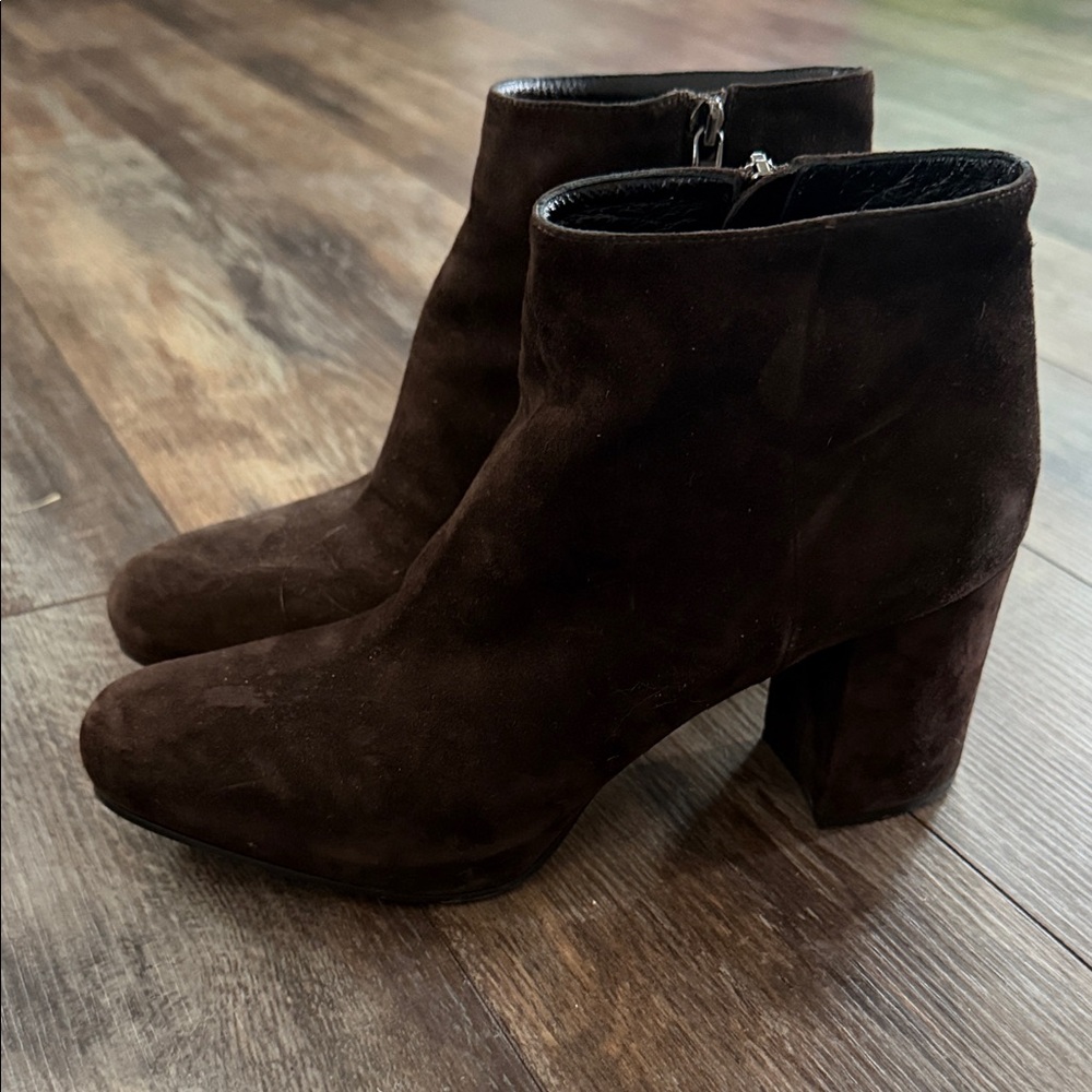 Prada Dark Brown Suede Ankle Booties